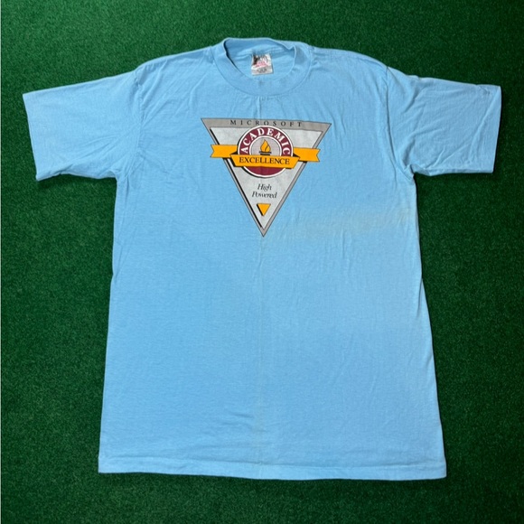 80s/90s Microsoft Academic Excellent vintage t-shirt Bill Gates computers XL - Picture 1 of 6